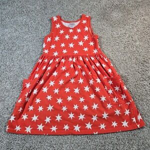 Hanna Andersson Sleeveless Playground Dress Orange Starbright Stars Size 10